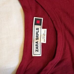 Zara SRPLS red wool mini pocket tee S
